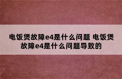 电饭煲故障e4是什么问题 电饭煲故障e4是什么问题导致的